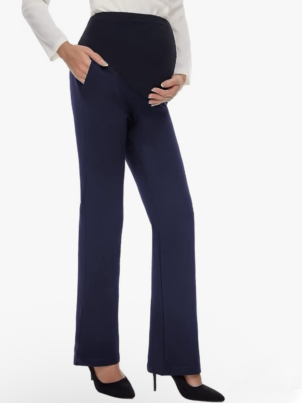 Women’s Tapata Navy Blue Maternity Front/Full Panel Business Casual Dress Pants